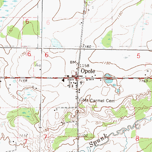 Topographic Map of Opole, MN