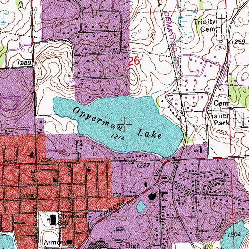 Topographic Map of Opperman Lake, MN