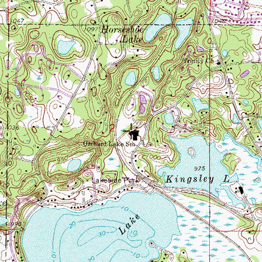Topographic Map of Orchard Lake School, MN