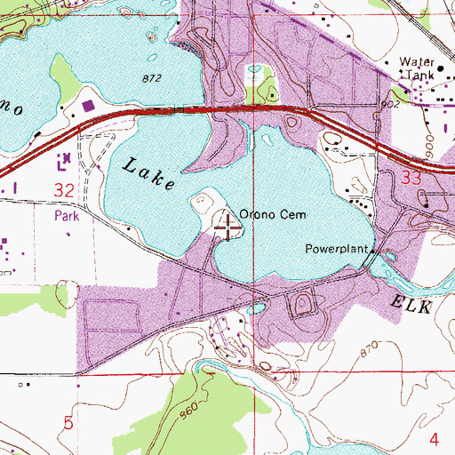 Topographic Map of Orono Cemetery, MN