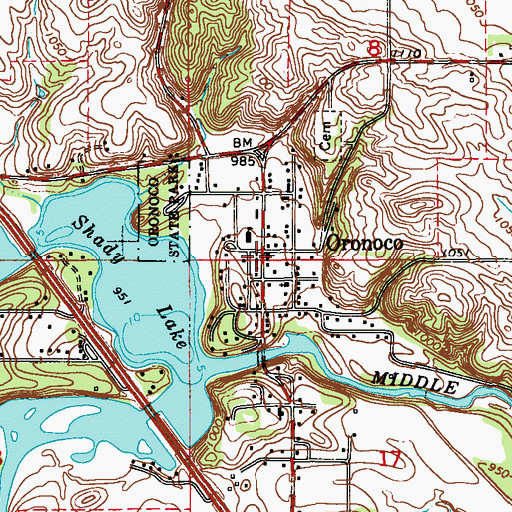 Topographic Map of Oronoco, MN