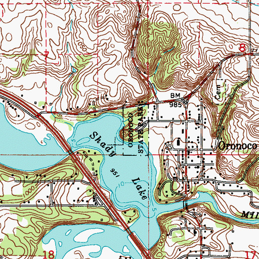 Topographic Map of Oronoco State Park, MN