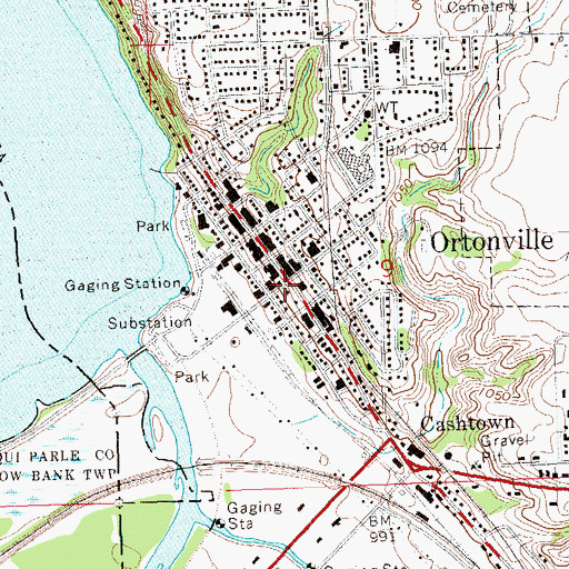 Topographic Map of Ortonville, MN