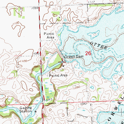 Topographic Map of Orwell Dam, MN