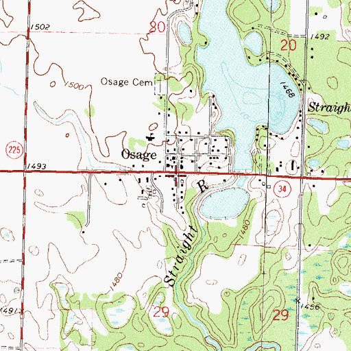 Topographic Map of Osage, MN