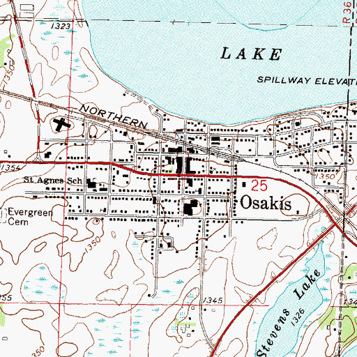 Topographic Map of Osakis, MN