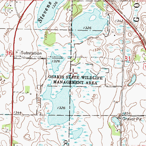 Topographic Map of Osakis State Wildlife Management Area, MN