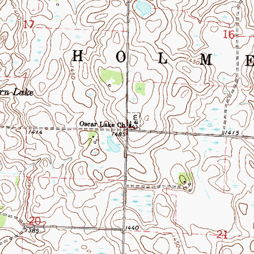 Topographic Map of Oscar Lake Church, MN