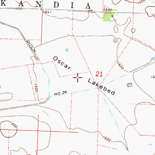 Topographic Map of Oscar Lakebed, MN