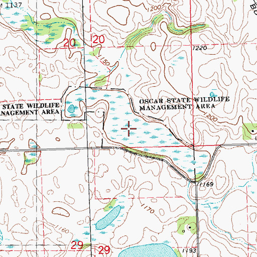 Topographic Map of Oscar State Wildlife Management Area, MN