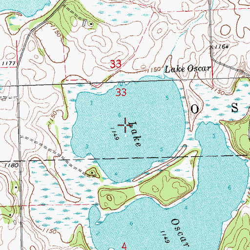 Topographic Map of Lake Oscar, MN