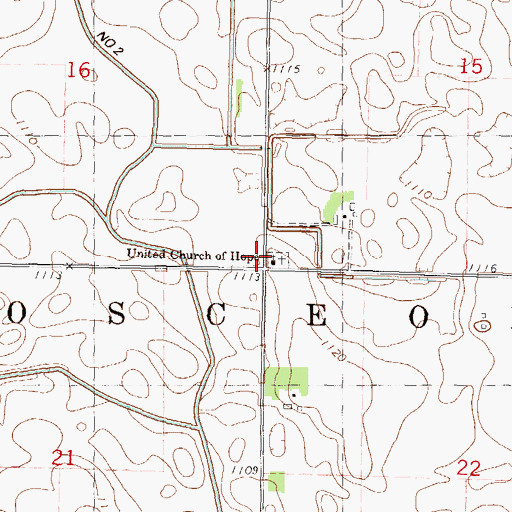 Topographic Map of United Church of Hope, MN