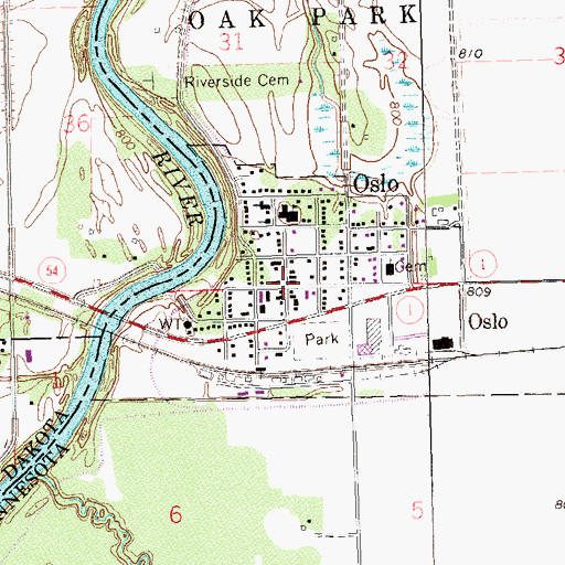Topographic Map of Oslo, MN