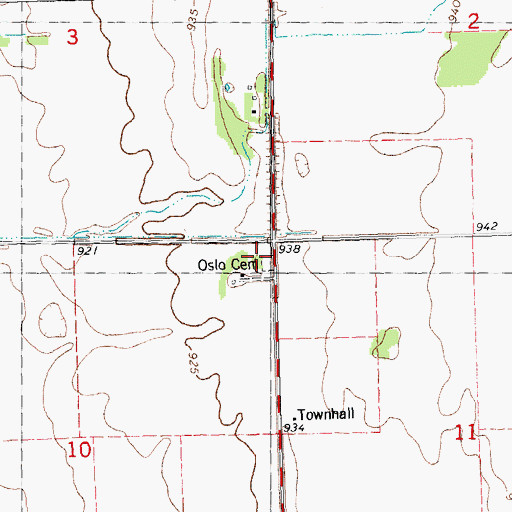 Topographic Map of Oslo Church, MN