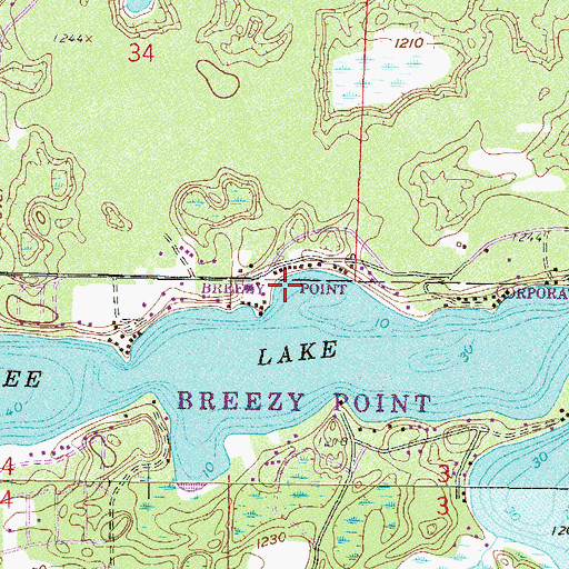 Topographic Map of Ossawinnamakee Lake, MN