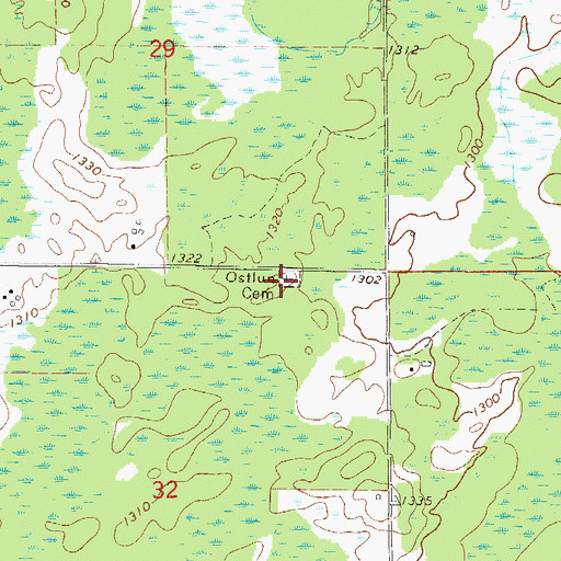 Topographic Map of Ostlun Cemetery, MN