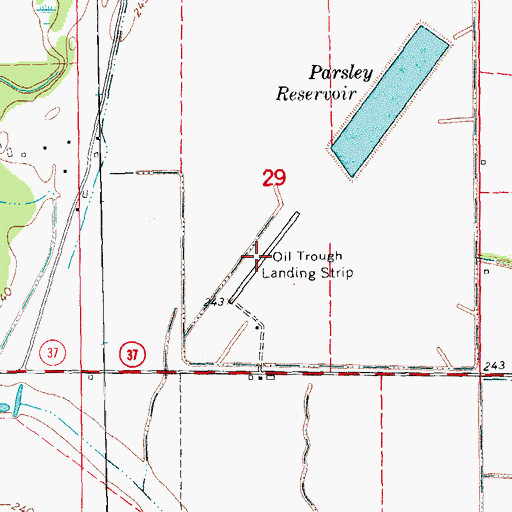 Topographic Map of Oil Trough Landing Strip (historical), AR