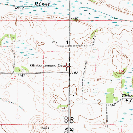 Topographic Map of Otisco - Lemond Cemetery, MN