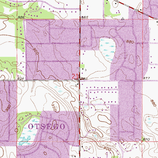 Topographic Map of Otsego, MN