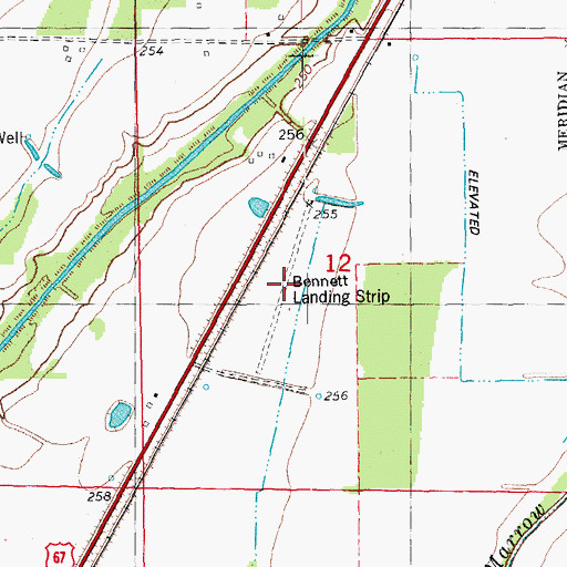 Topographic Map of Bennett Landing Strip (historical), AR