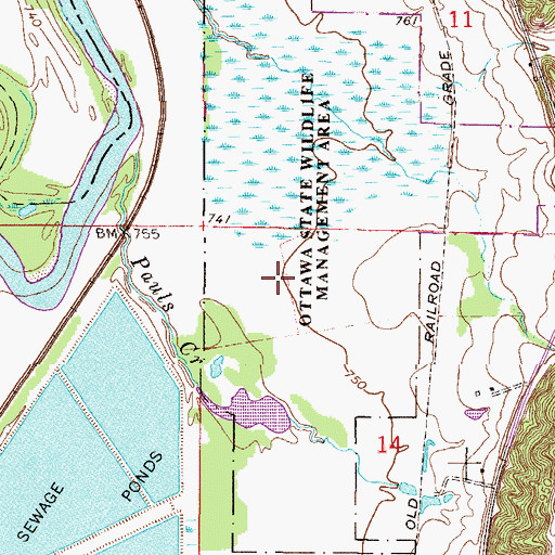 Topographic Map of Ottawa State Wildlife Management Area, MN