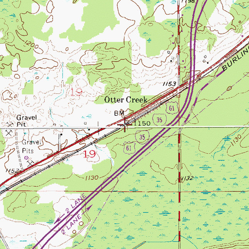 Topographic Map of Otter Creek, MN