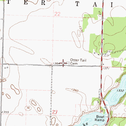 Topographic Map of Otter Tail Cemetery, MN