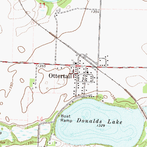 Topographic Map of Ottertail, MN