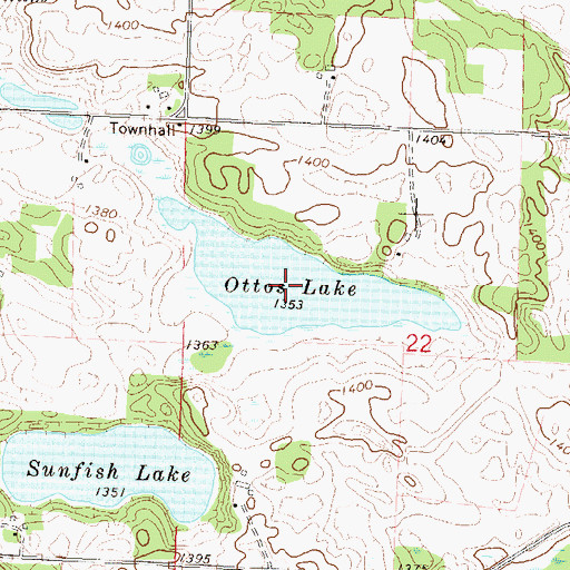 Topographic Map of Ottos Lake, MN