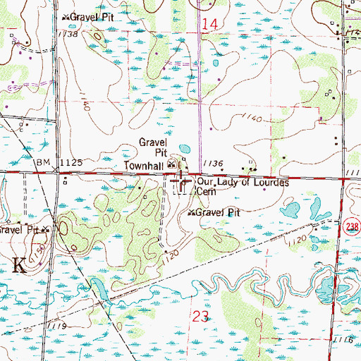 Topographic Map of Our Lady of Lourdes Cemetery, MN