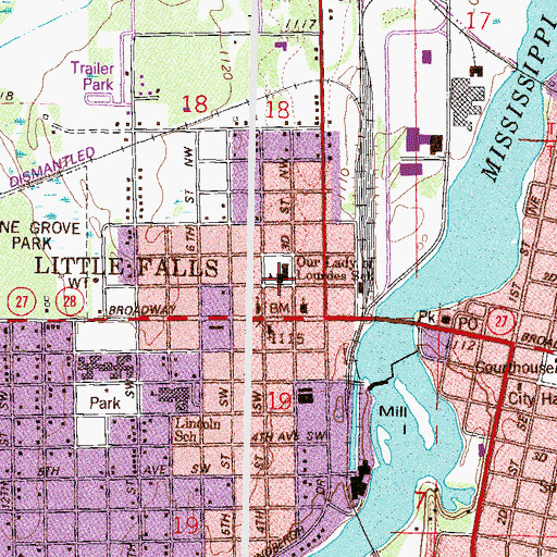 Topographic Map of Mary of Lourdes Middle School, MN