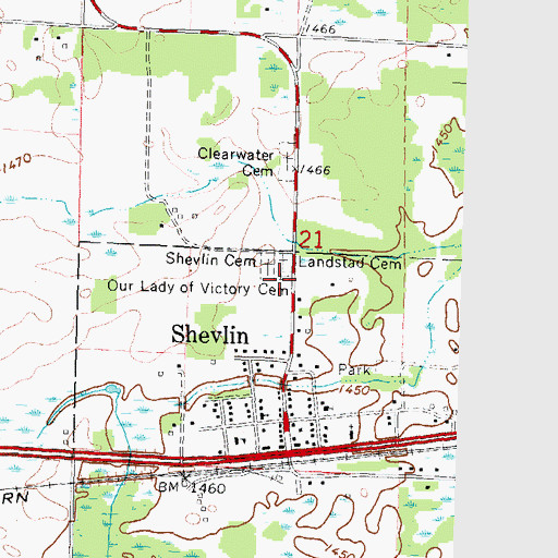 Topographic Map of Our Lady of Victory Cemetery, MN