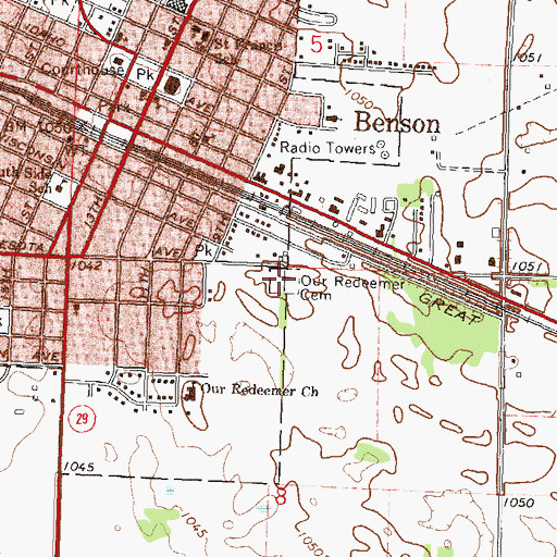 Topographic Map of Our Redeemer Cemetery, MN