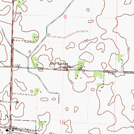 Topographic Map of Our Savior Cemetery, MN