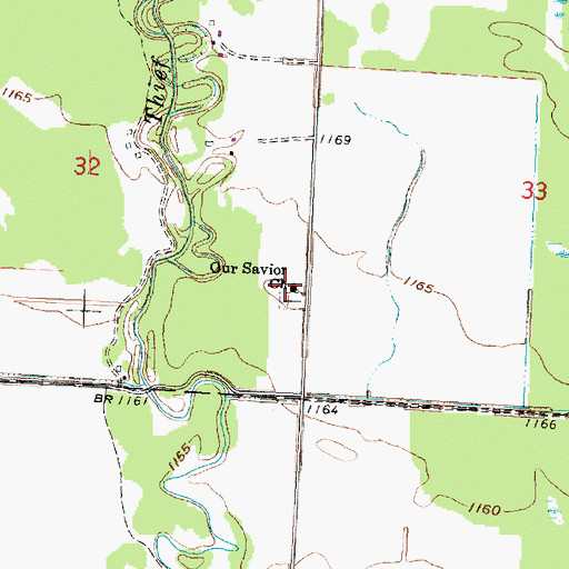 Topographic Map of Our Savior Church, MN