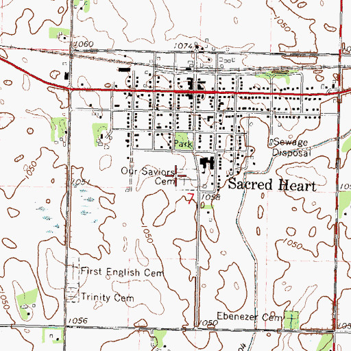 Topographic Map of Our Saviors Cemetery, MN