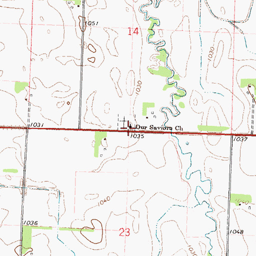 Topographic Map of Our Saviors Church, MN