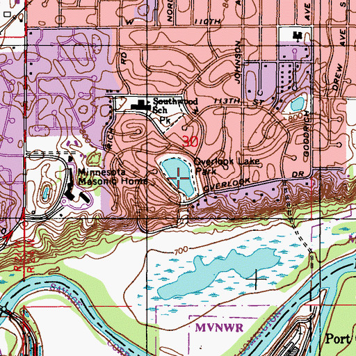 Topographic Map of Overlook Lake Park, MN