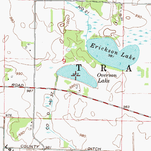 Topographic Map of Overson Lake, MN