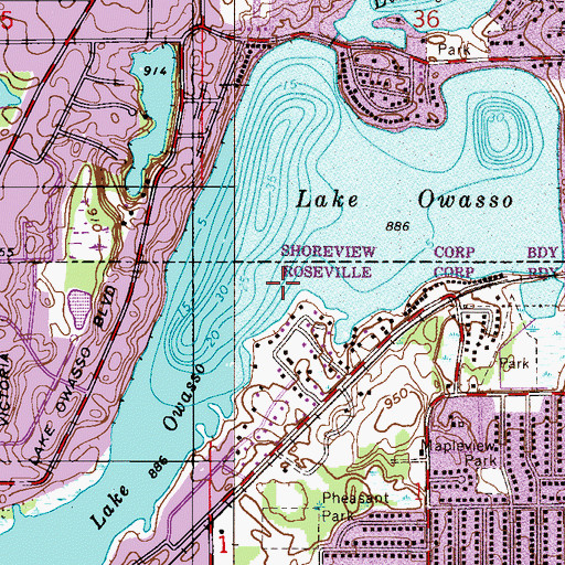 Topographic Map of Lake Owasso, MN