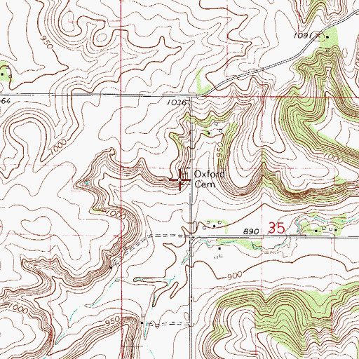 Topographic Map of Oxford Cemetery, MN