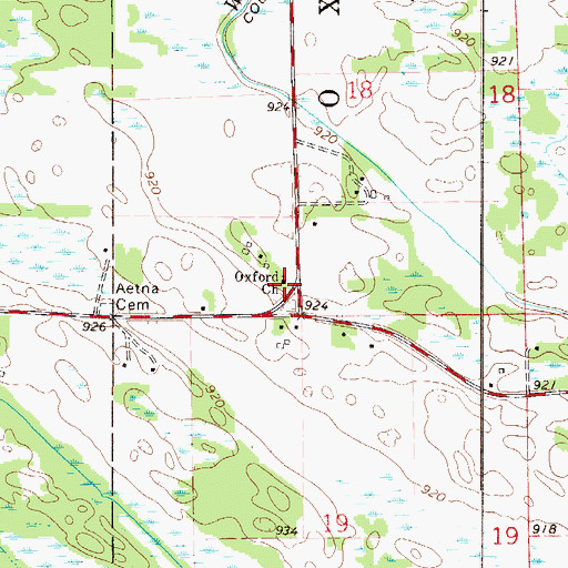 Topographic Map of Oxford Church, MN