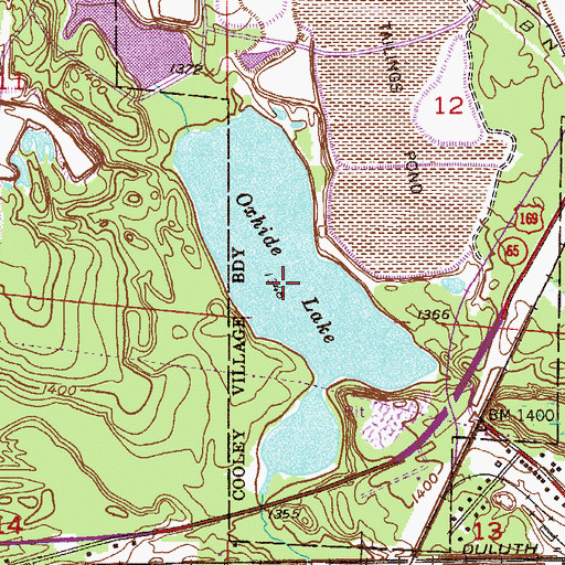 Topographic Map of Ox Hide Lake, MN
