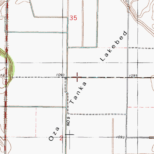 Topographic Map of Oza Tanka Lakebed, MN