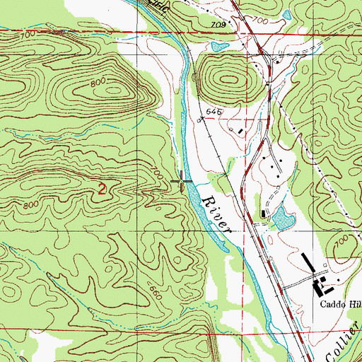 Topographic Map of Hall Branch, AR