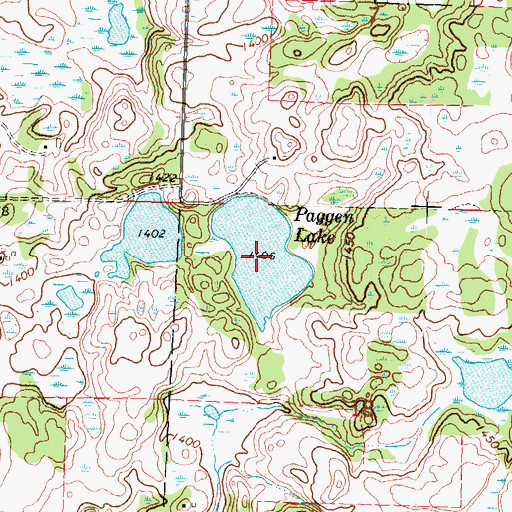 Topographic Map of Paggen Lake, MN