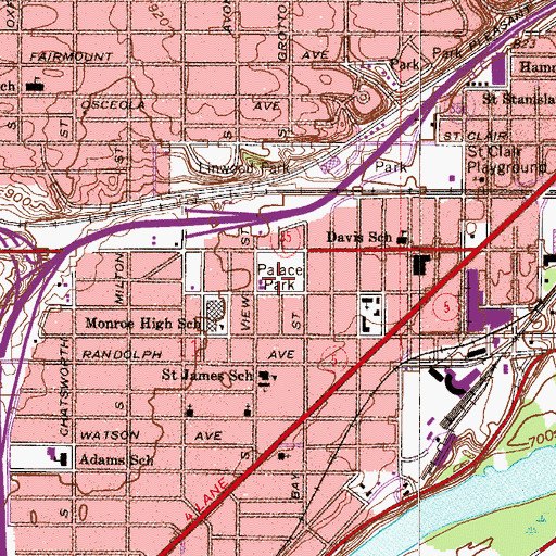 Topographic Map of Palace Park, MN