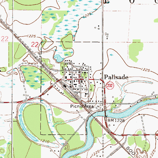 Topographic Map of Palisade, MN