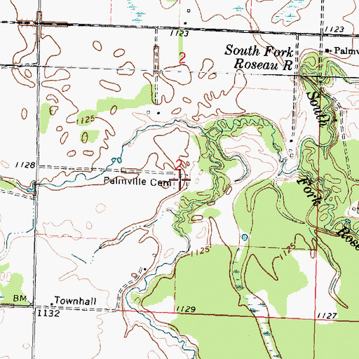 Topographic Map of Palmville Cemetery, MN