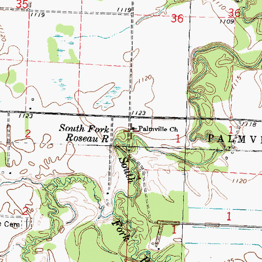 Topographic Map of Palmville Church, MN